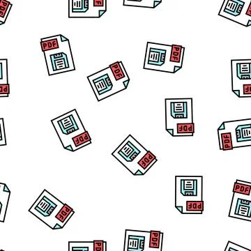 Save pdf file vector seamless pattern Illustrazione stock