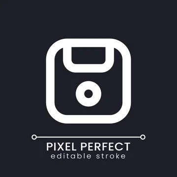 Save pixel perfect white linear ui icon for dark theme Stock Illustration