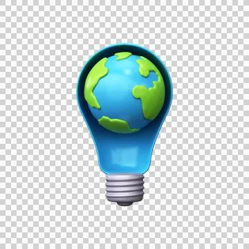 Save the planet. 3d Light bulb with earth Stock Illustration