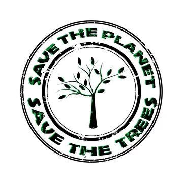 Save the planet and save the trees rubber stamp Stock Illustration