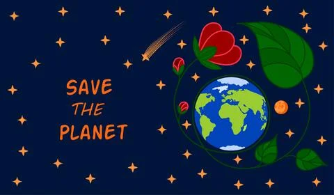 Save planet , blue background. Earth Day April 22 Illustrazione stock