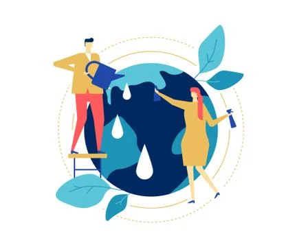 Save the planet - colorful flat design style illustration Stock Illustration