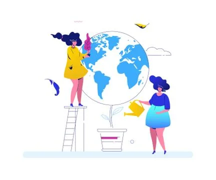 Save the planet - colorful flat design style illustration Stock Illustration