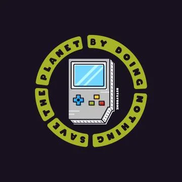 Save the planet by doing nothing trendy poster. Hand drawn design with joysticks イラスト素材