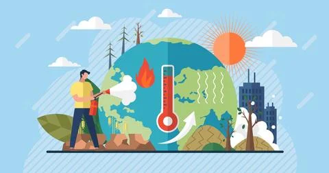 Save planet. Earth day. Climate change Global warming concept. Change planet Stock Illustration