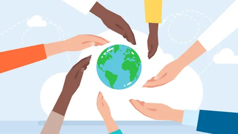 Save planet. Earth day. Hands holding globe. Saving the planet, and environment Stock Footage 262301611
