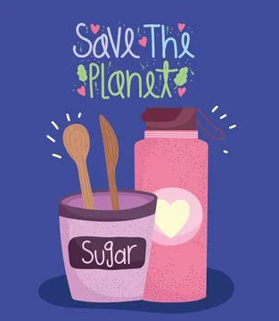 Save the planet eco containers Stock Illustration