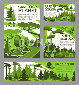 Save planet ecology green project vector posters Stock Illustration