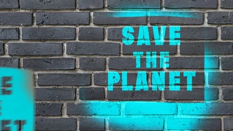 Save the Planet - graffiti stencil Stock Footage 121131643