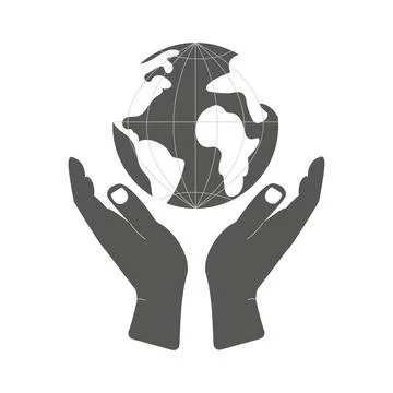 Save planet icon concept with hands holding globe Stock Illustration