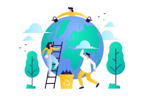 Save the planet illustrated Stock Illustration