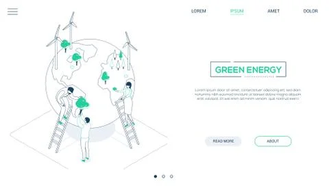 Save the planet - line design style isometric web banner Stock Illustration