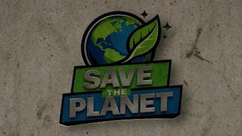 Save the Planet Logo Disintegrating with Earth and Leaf Graphic Stock Footage 332980295
