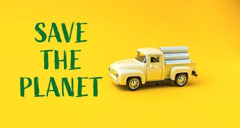 Save the planet with message words written on yellow background Stock Photos