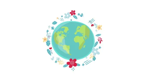 Save the Planet. Motion graphic flat animation footage. World Concept. World Stock Footage 142953016