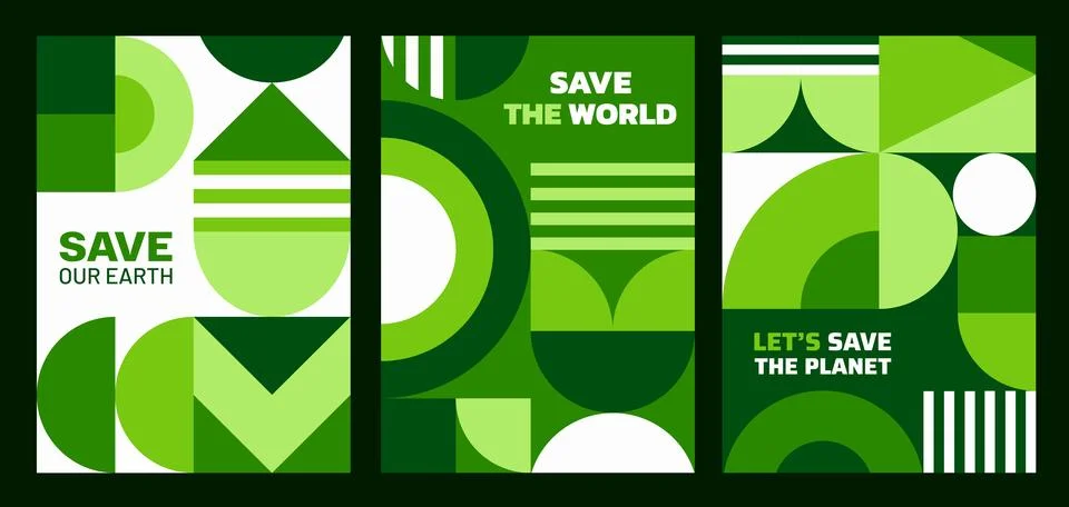 Save Planet posters of abstract geometric pattern Stock Illustration