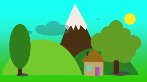 Save the planet. Small village that doesn't harm the environment and use green Stockbeeldmateriaal 132373233