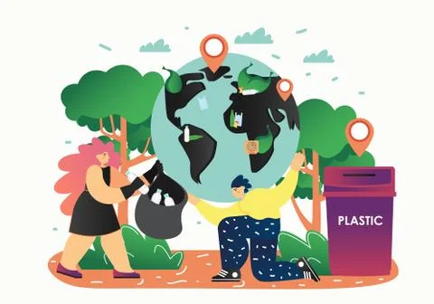 Save planet, vector flat style design illustration Stock Illustration