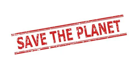 SAVE THE PLANET Watermark with Corroded Surface and Double Parallel Lines Stock Illustration