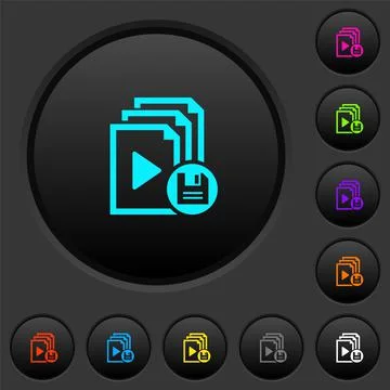 Save playlist dark push buttons with color icons イラスト素材