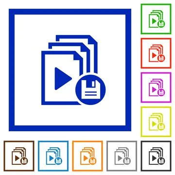 Save playlist flat framed icons イラスト素材