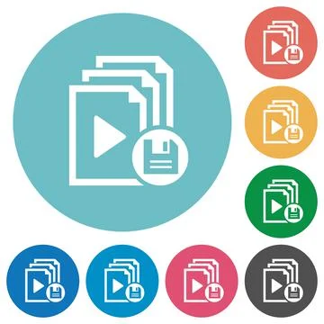 Save playlist flat round icons イラスト素材