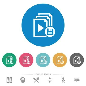 Save playlist flat round icons イラスト素材