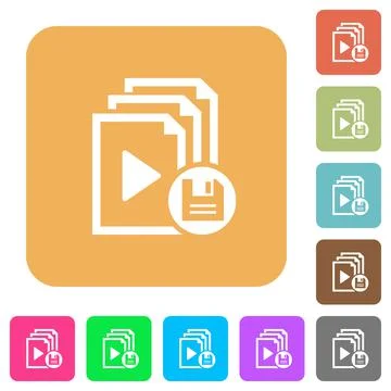 Save playlist rounded square flat icons イラスト素材