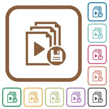 Save playlist simple icons Stock Illustration