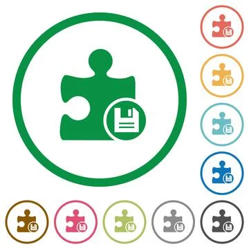 Save plugin flat icons with outlines Stock Illustration