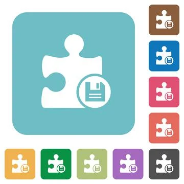 Save plugin rounded square flat icons Stock Illustration