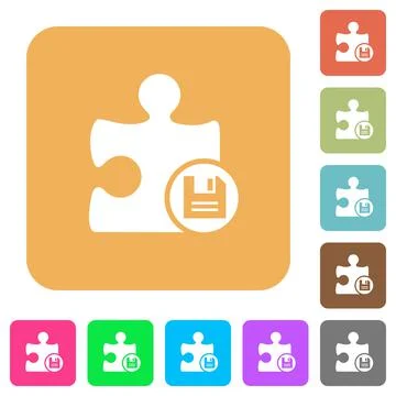 Save plugin rounded square flat icons Stock Illustration