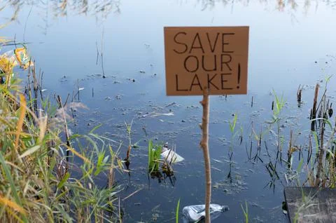 Save a polluted lake 写真素材