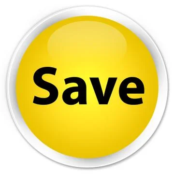 Save premium yellow round button Illustrazione stock