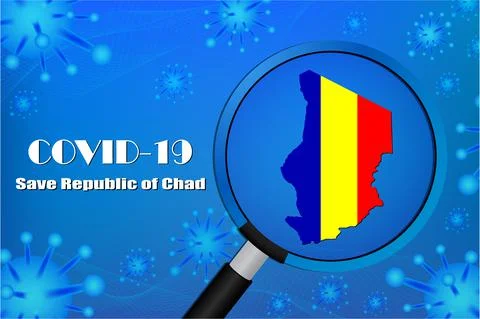 Save Republic of Chad for stop virus sign. Covid-19 virus cells or corona vir Stock Illustration