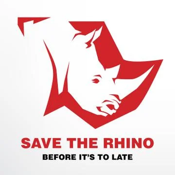 Save the rhino icon Stock Illustration