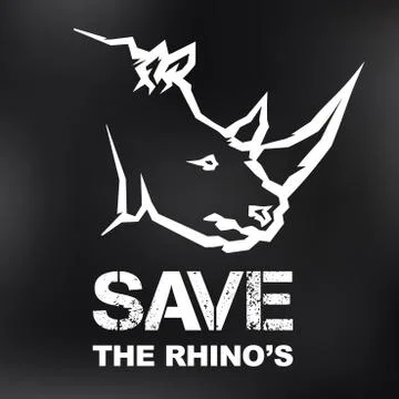 Save the rhinos icon Stock Illustration