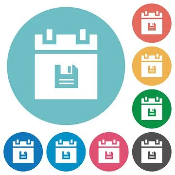 Save schedule data flat round icons Illustrazione stock