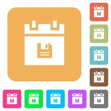 Save schedule data rounded square flat icons Stock Illustration