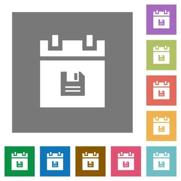 Save schedule data square flat icons Illustrazione stock