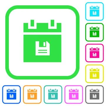 Save schedule data vivid colored flat icons Illustrazione stock