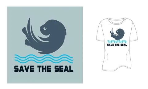 Save The  Seal Vector t Shirt Design Stock Illustration