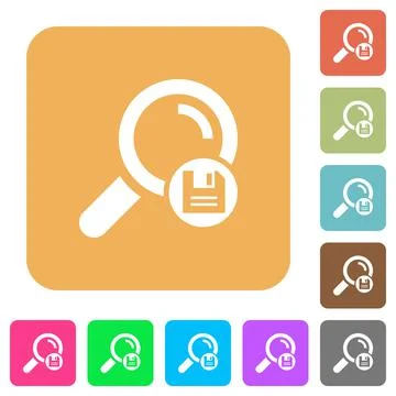 Save search results rounded square flat icons Stock Illustration