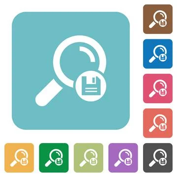 Save search results rounded square flat icons Stock Illustration