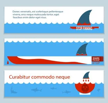 Save sharks. set of banners about save sharks and undersea world Stock Illustration