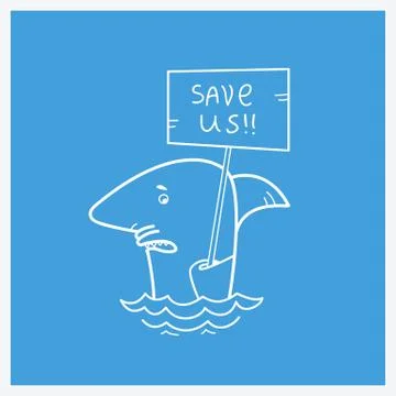 Save sharks.vector card illustration Stock Illustration