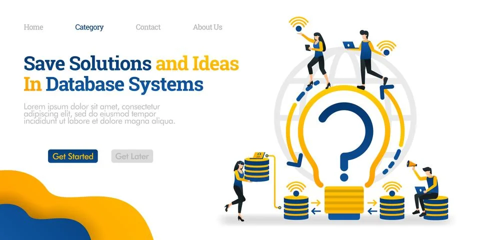 Save Solutions and Ideas in Database System. find solutions and store them in Stock Illustration