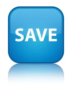 Save special cyan blue square button Stock Illustration