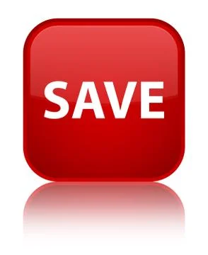 Save special red square button Stock Illustration