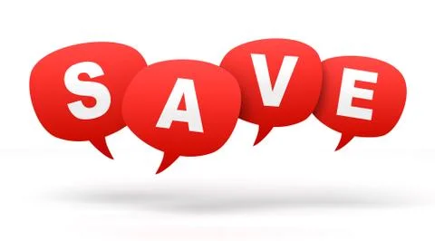 Save speech bubbles 3d concept illustration Stock Illustration